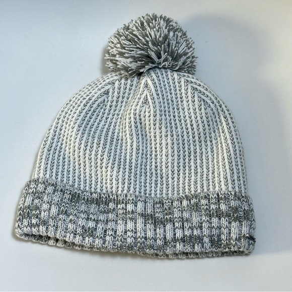 L.L. Bean Gray Knit Beanie with Pom-Pom One Size Striped Lined MWT  Unisex - Picture 2 of 10